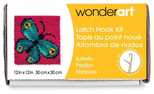 Caron Wonderart Latch Hook Kit 12"X12"-Butterfly
