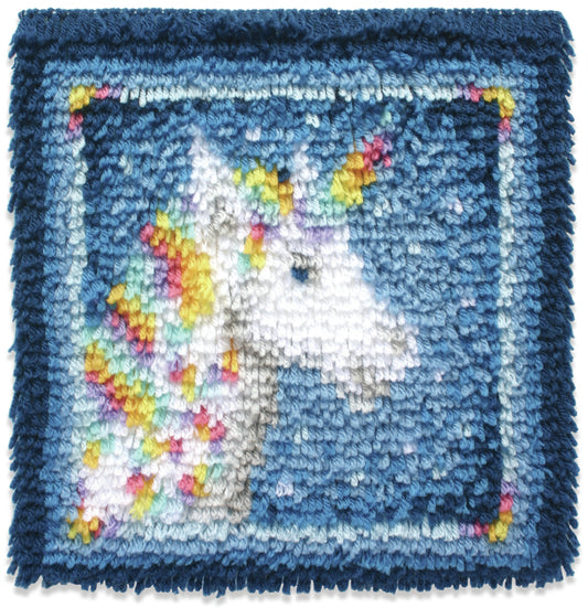 Caron Wonderart Latch Hook Kit 12"X12"-Unicorn