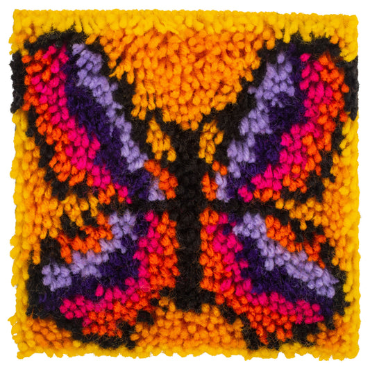 Caron Wonderart Latch Hook Kit 8"X8"-Butterfly