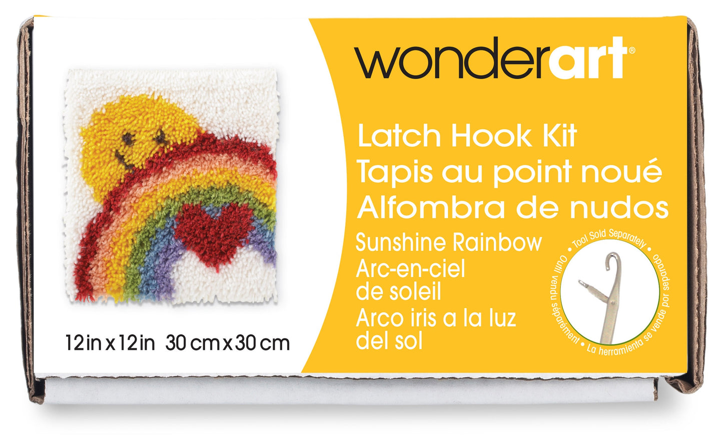 Caron Wonderart Latch Hook Kit 12"X12"-Sunshine Rainbow