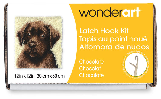 Caron Wonderart Latch Hook Kit 12"X12"-Chocolate Dog