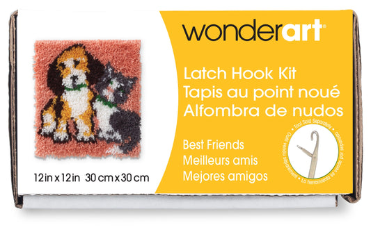 Caron Wonderart Latch Hook Kit 12"X12"-Best Friends