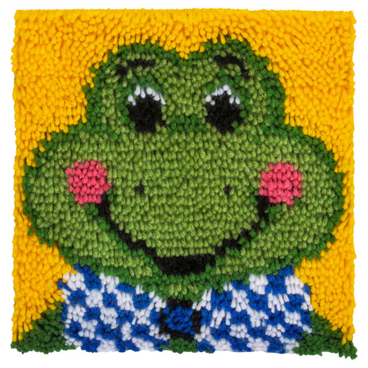 Caron Wonderart Latch Hook Kit 12"X12"-Froggy