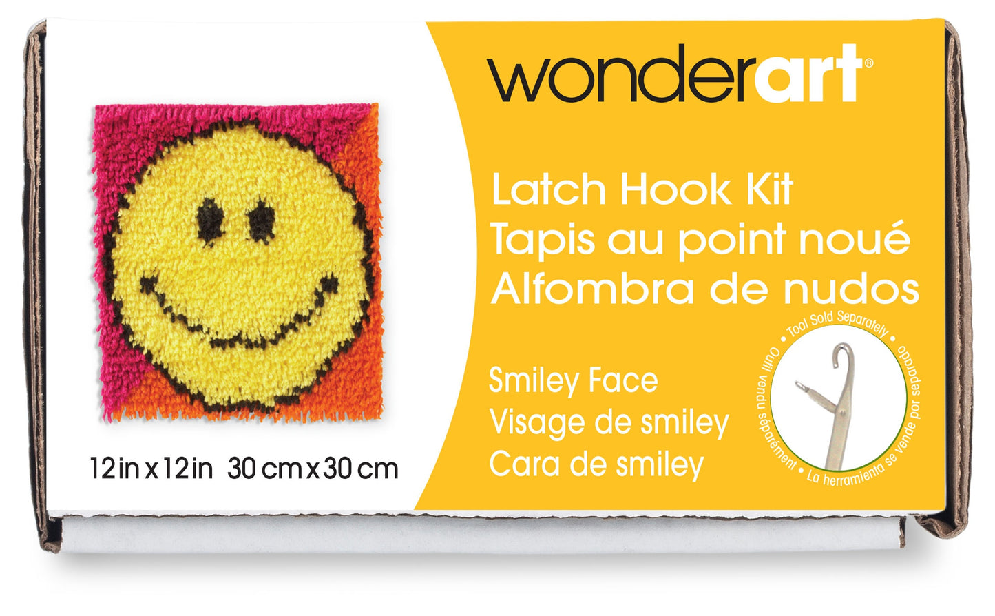 Caron Wonderart Latch Hook Kit 12"X12"-Smiley Face