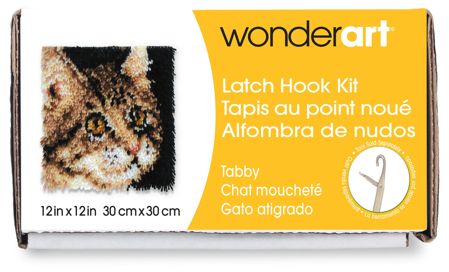 Caron Wonderart Latch Hook Kit 12"X12"-Tabby