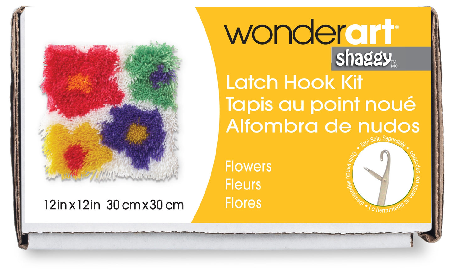 Caron Shaggy Latch Hook Kit 12"X12"-Flowers