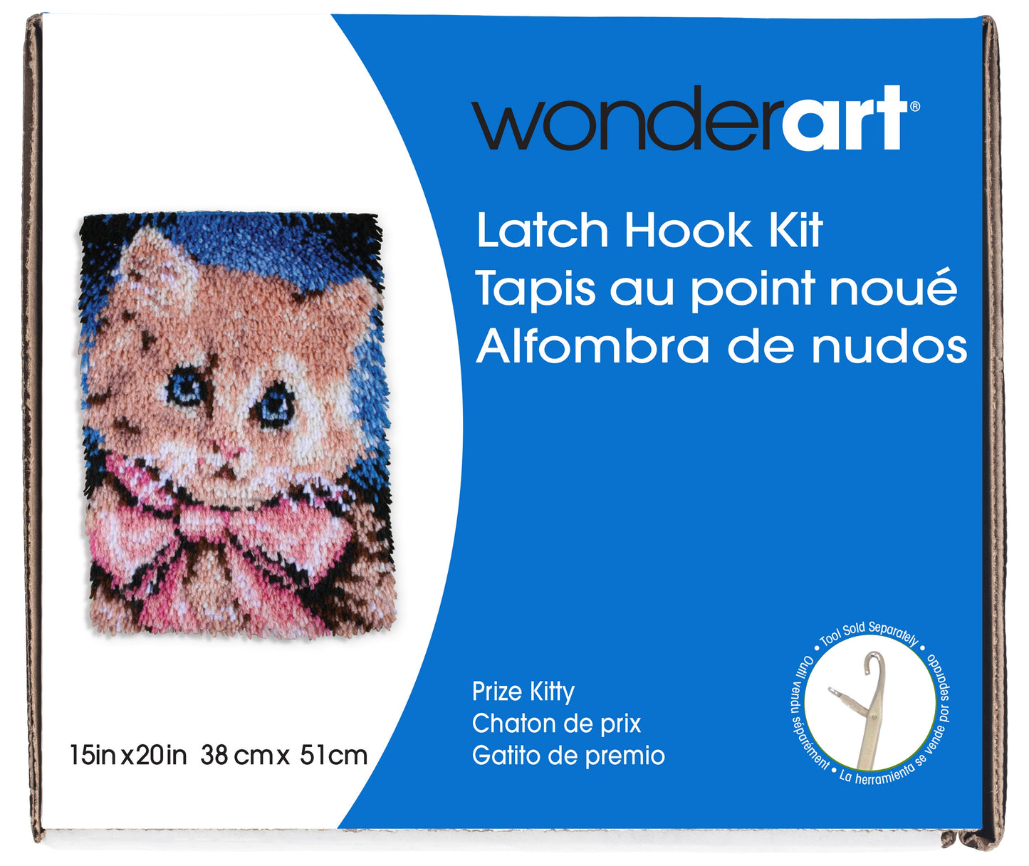 Caron Wonderart Latch Hook Kit 15"X20"-Prize Kitty