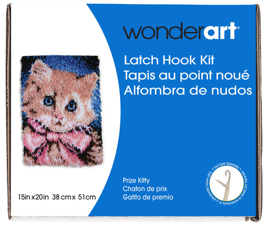 Caron Wonderart Latch Hook Kit 15"X20"-Prize Kitty