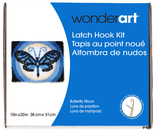 Caron Wonderart Latch Hook Kit 15"X20"-Butterfly Moon