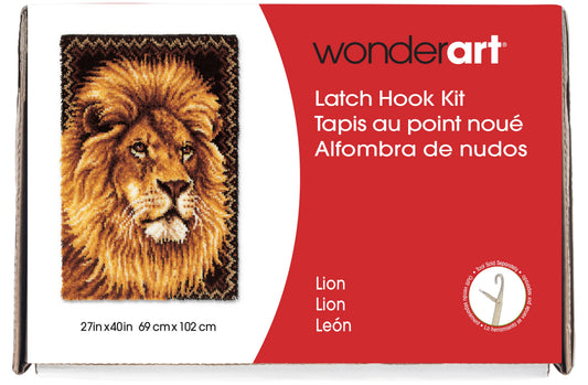 Caron Wonderart Latch Hook Kit 27"X40"-Lion