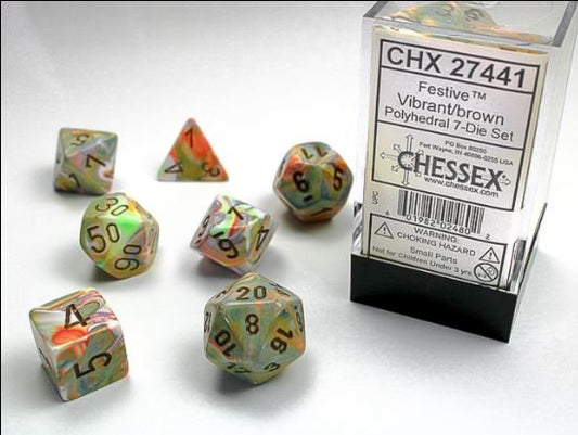 Festive Polyhedral Vibrant/brown 7-Die Set