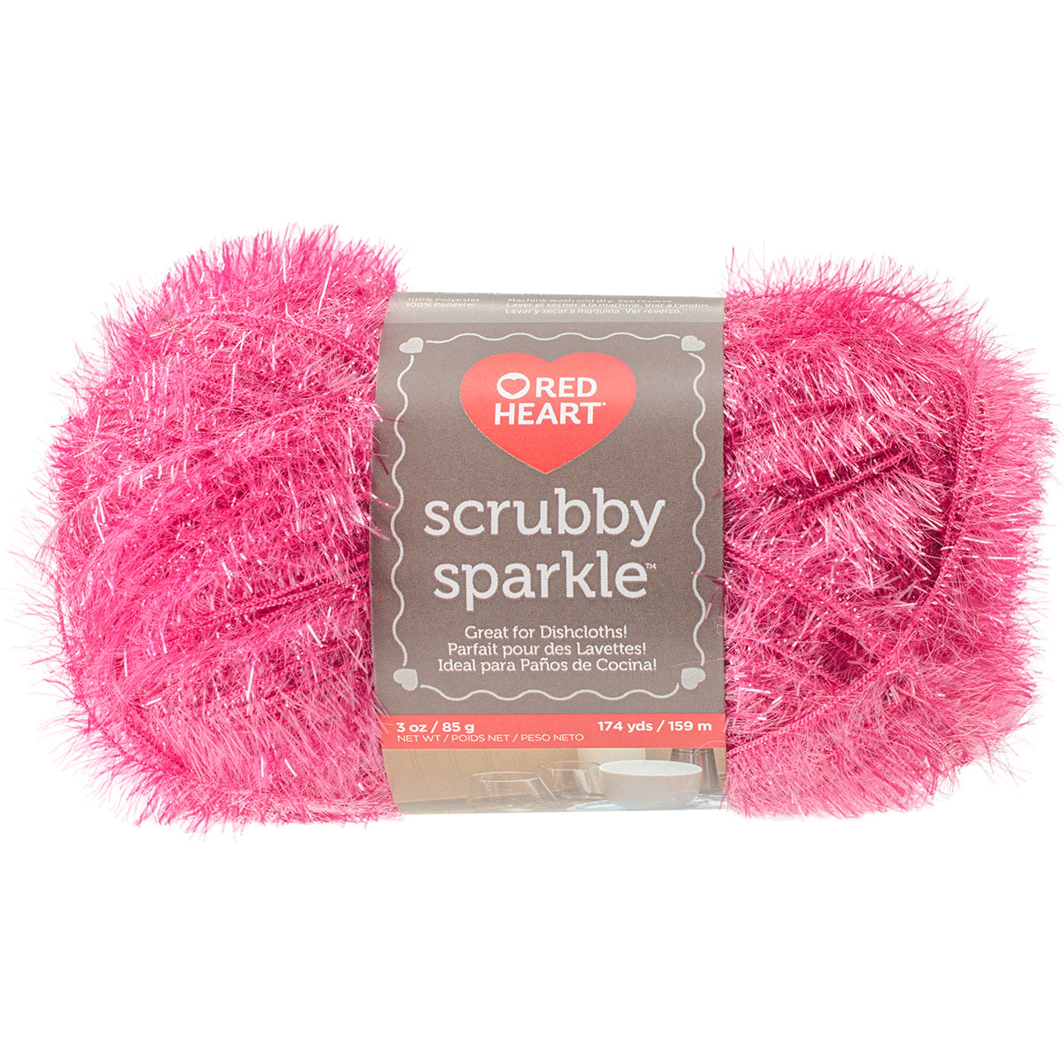 Red Heart Scrubby Sparkle Yarn-Lemon