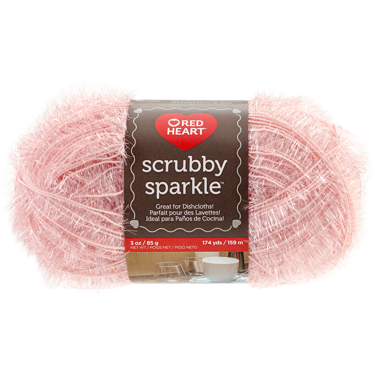 Red Heart Scrubby Sparkle Yarn-Lemon