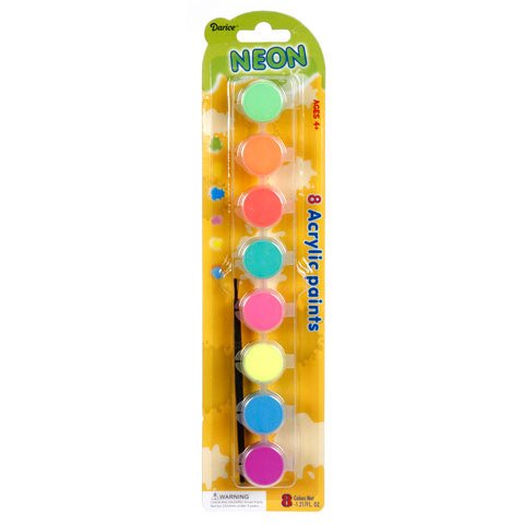 Darice Acrylic Paint Pots - Neon - 8 Colors