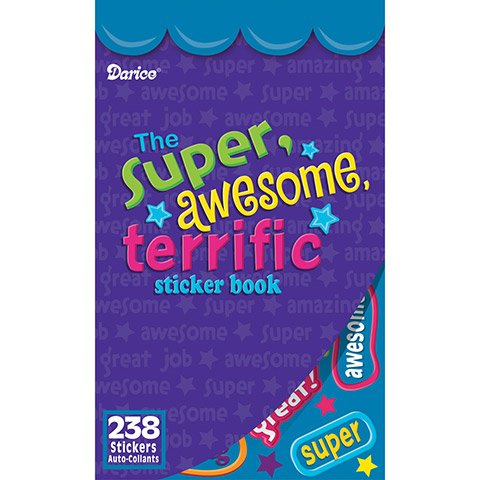 Darice Sticker Book - Super Awesome Terrific - 238 Stickers