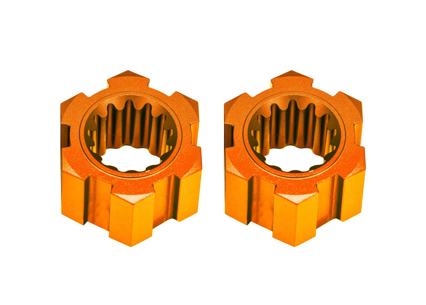 Orange Aluminum Front Sand Car Hex Hubs & Clips (2)