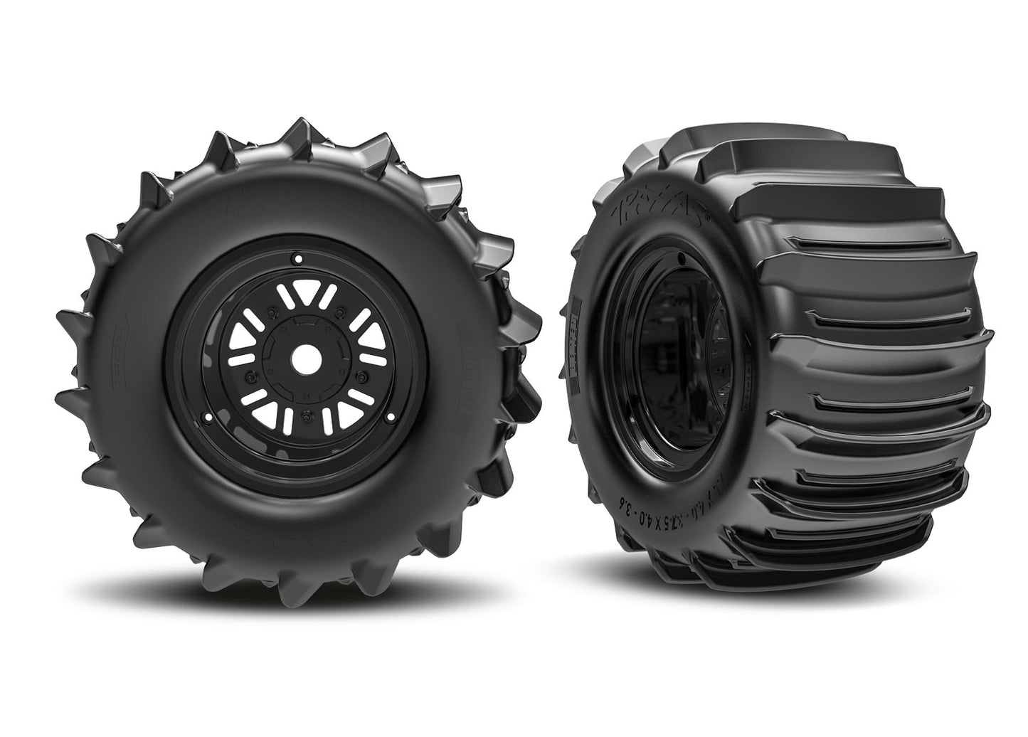 3.2" Funco Black Rear Wheels & Paddle Tires (2)