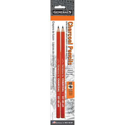 General's Charcoal Pencils 2/Pkg-4B