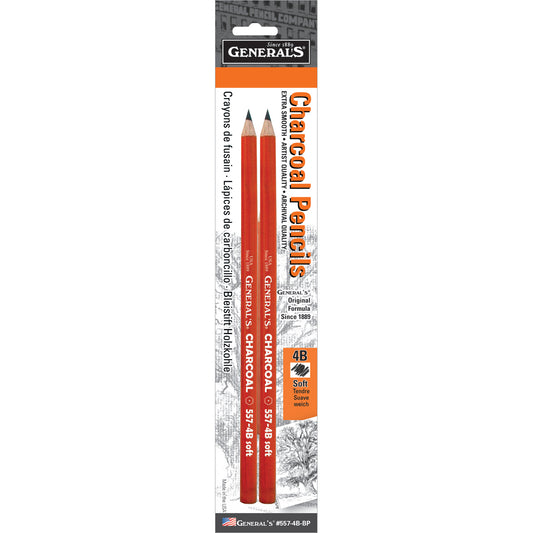 General's Charcoal Pencils 2/Pkg-4B
