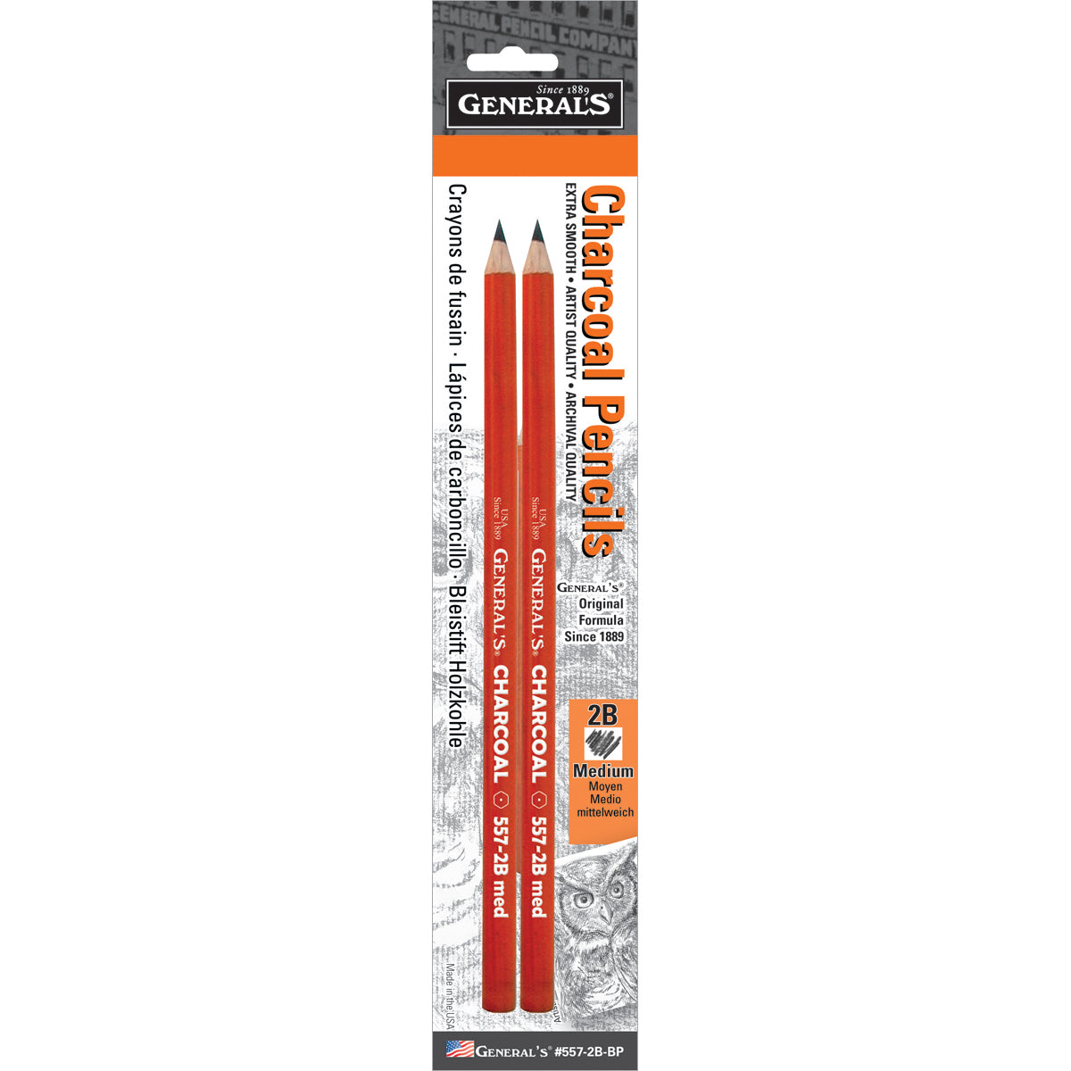 General's Charcoal Pencils 2/Pkg-2B