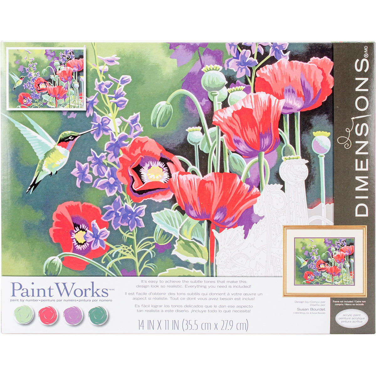 Paint Works Paint By Number Kit 14"X11"-Hummingbird & Poppies