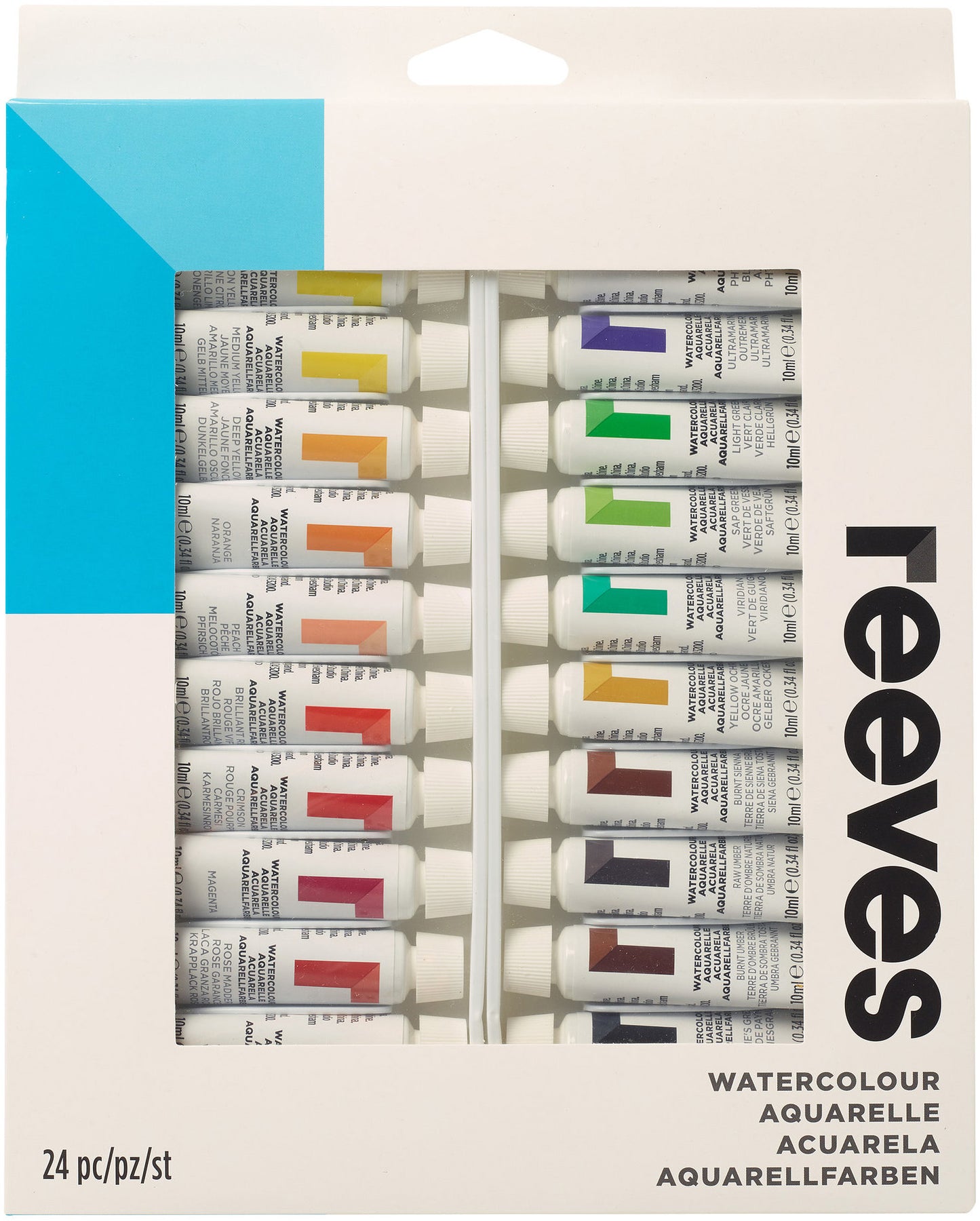 Reeves Water Colour Paints 10ml 24/Pkg-Assorted Colors
