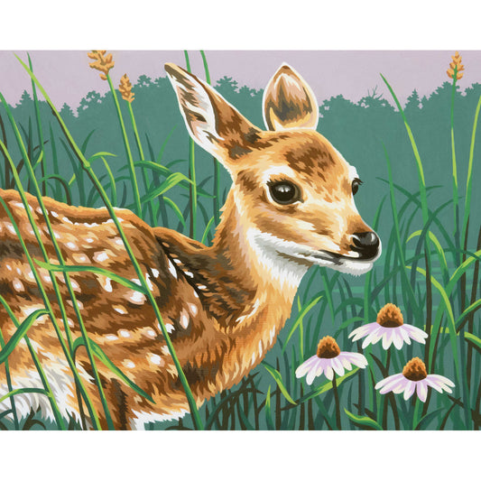 Paint Works Paint By Number Kit 14"X11"-Fawn & Flowers