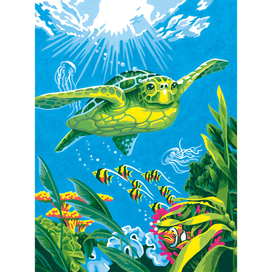 Paint Works Paint By Number Kit 9"X12"-Swimming Turtle