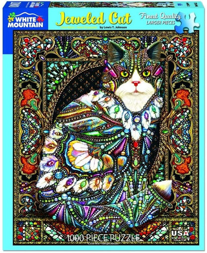 Jeweled Cat (1446pz) - 1000 Piece Jigsaw Puzzle