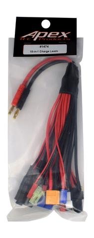 Apex RC Products 18-in-1 Banana Plug Squid Charger Adapter Lead Cord W/ 18 Different Connectors #1474