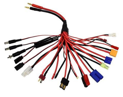 Apex RC Products 18-in-1 Banana Plug Squid Charger Adapter Lead Cord W/ 18 Different Connectors #1474