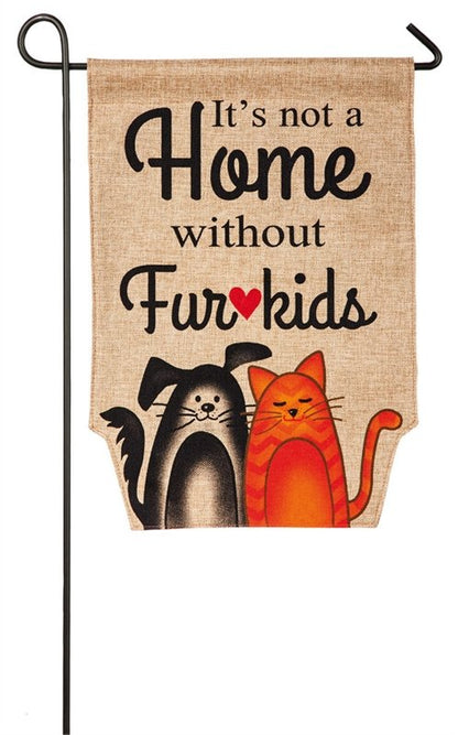 Fur Kids Garden Burlap Flag
