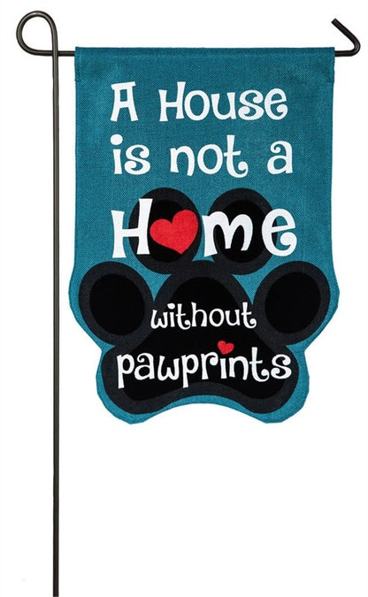 Paw Prints Garden Burlap Flag