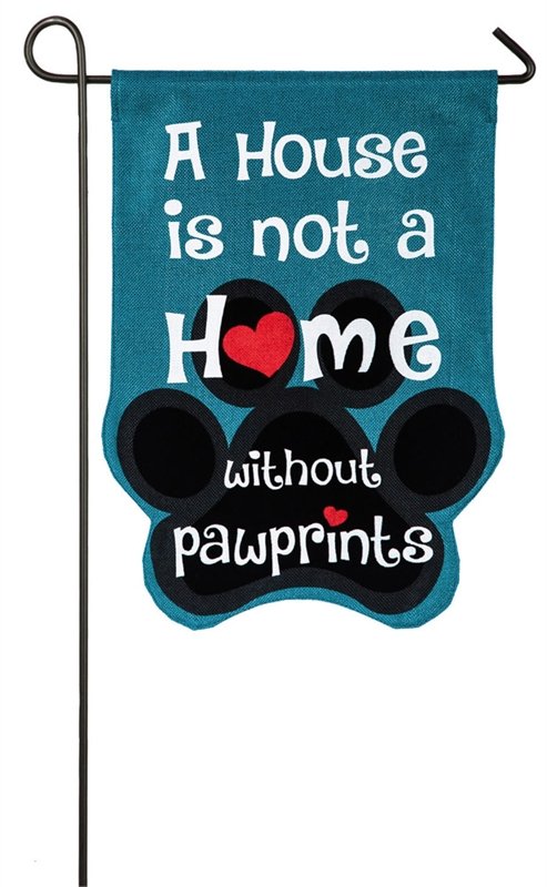 Paw Prints Garden Burlap Flag