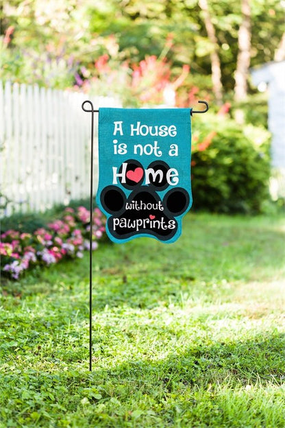 Paw Prints Garden Burlap Flag
