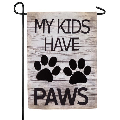 My Kids Have Paws Garden Burlap Flag