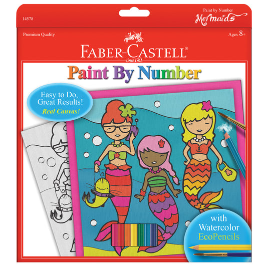 Paint By Number Kit 9"X9"-Mermaids W/Watercolor Pencils