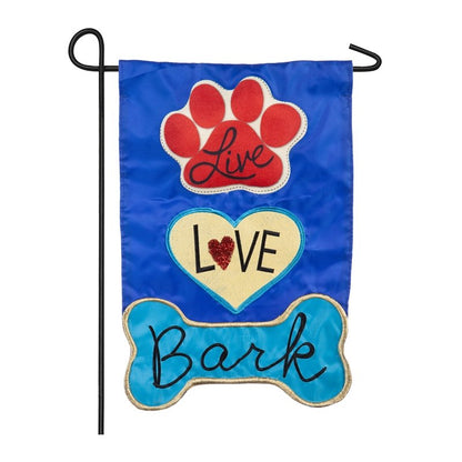 Live Love Bark Garden Applique Flag