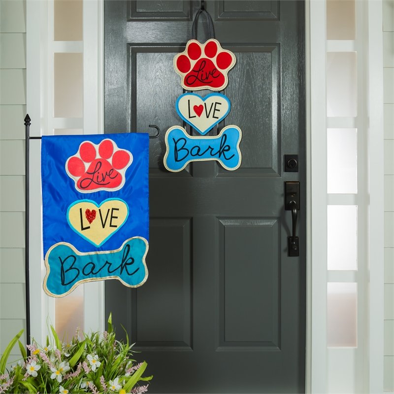 Live Love Bark Garden Applique Flag