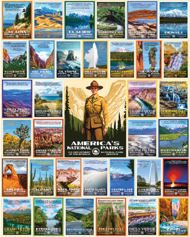 National Park Posters (1836pz) - 1000 Piece Jigsaw Puzzle