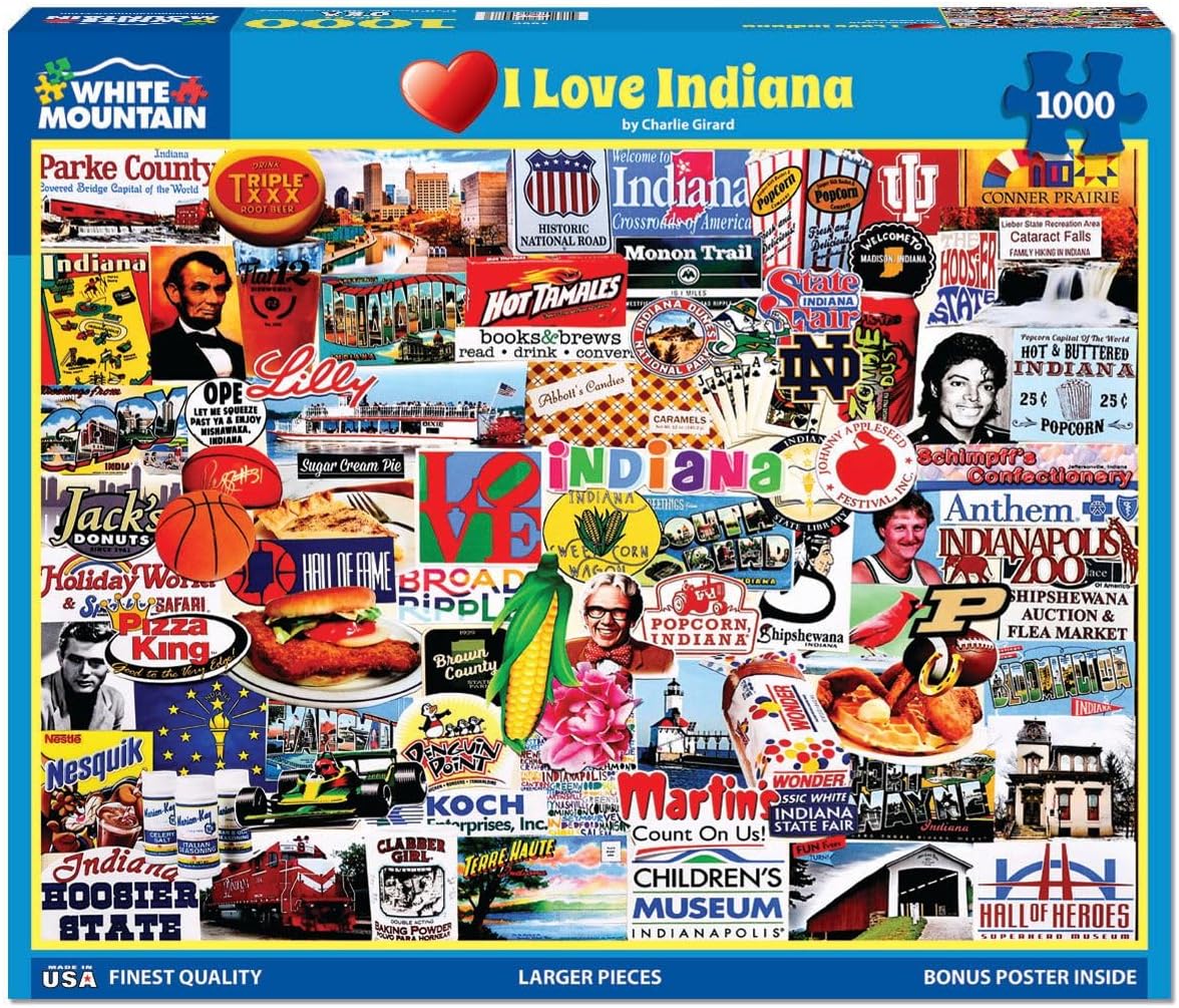I Love Indiana (1889pz) - 1000 Piece Jigsaw Puzzle