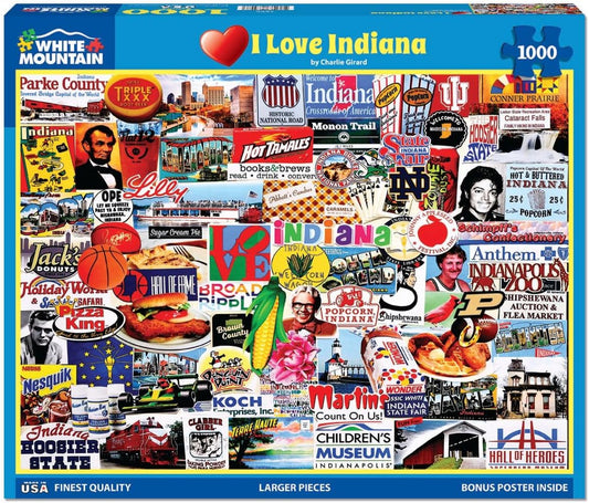 I Love Indiana (1889pz) - 1000 Piece Jigsaw Puzzle