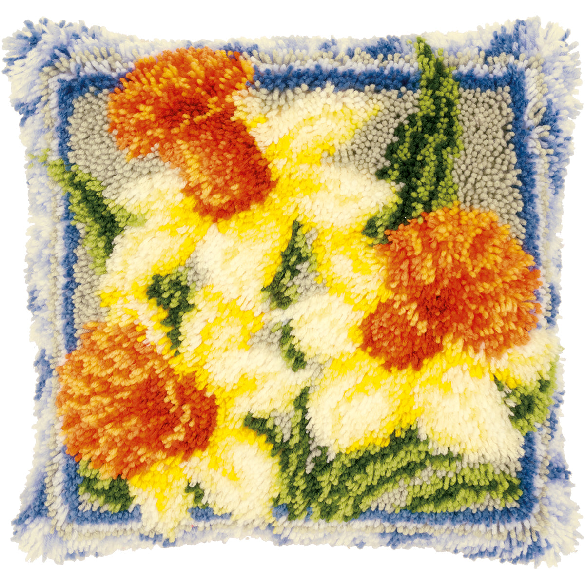 Vervaco Cushion Latch Hook Kit 16"X16"-Daffodils