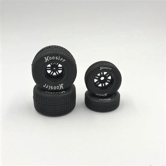 FR/RR Tires & Wheels Black 1/18 Sprint (4)
