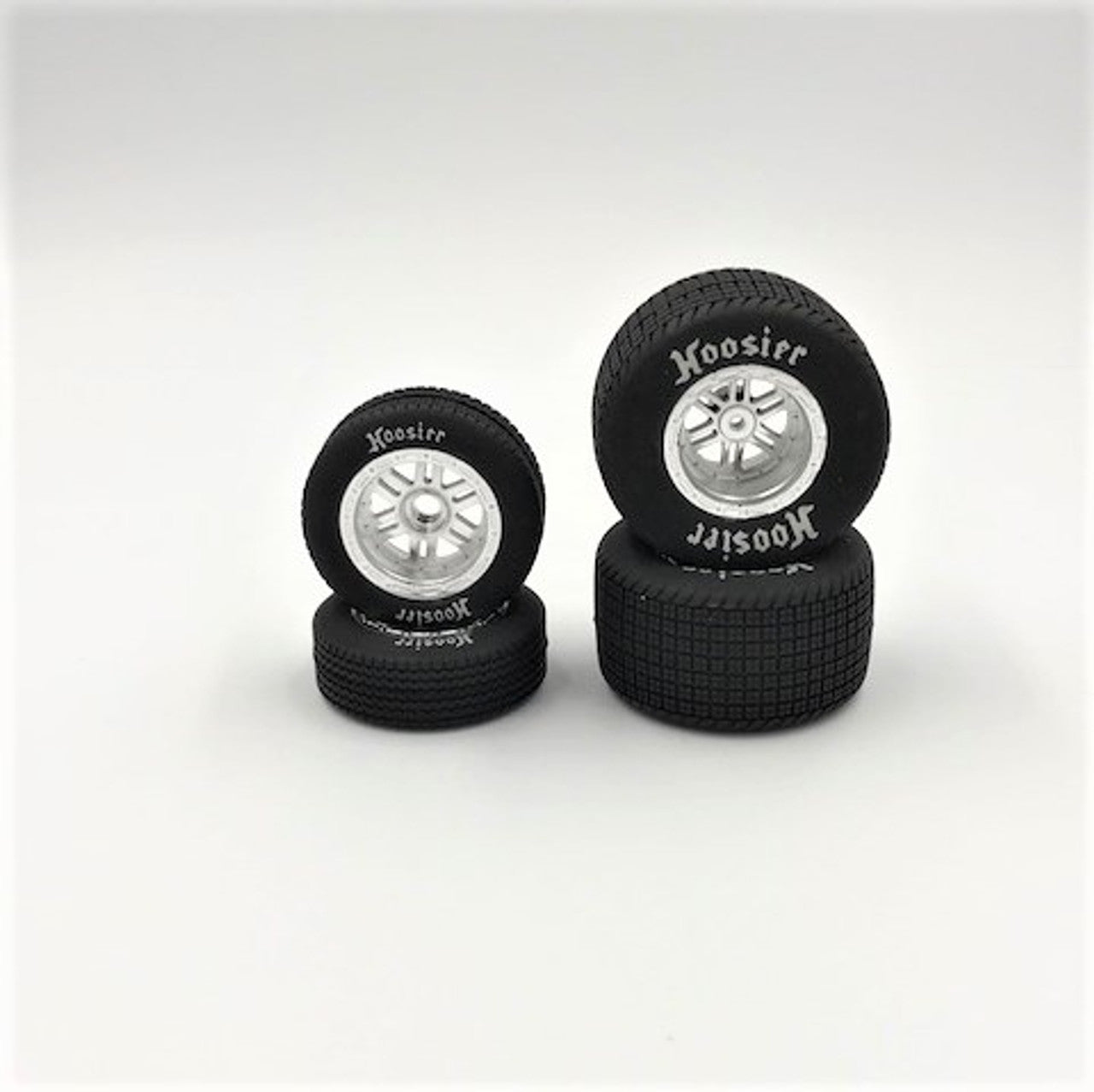 FR/RR Soft Tires & Chrome Wheels Hoosier 1/18 Sprint (4)