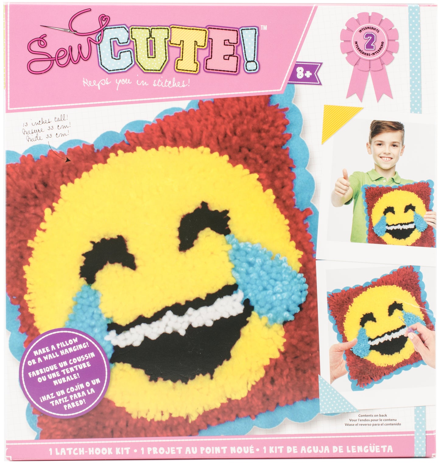 Emoji Sew Cute! Latch Hook Kit-Emoji Laugh Tears