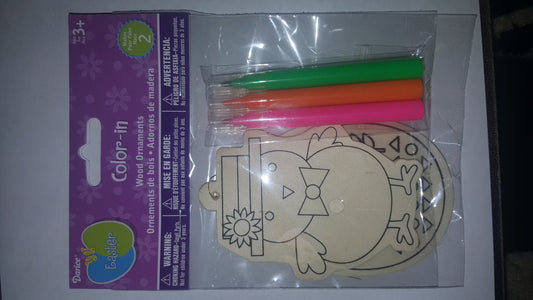 Easter Color-In Wood Ornaments