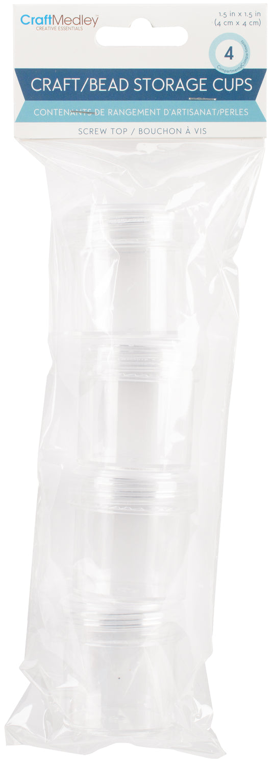 Craft Medley Bead Storage Screw-Top Cups 4/Pkg-1.7oz