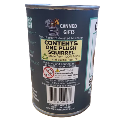 Canned Squirrel | Stuffed Animal Plush | Funny Jokes: Pop Top Lid
