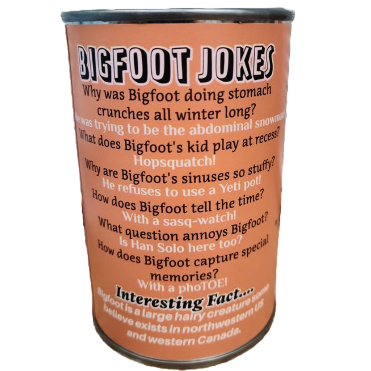Canned Bigfoot | Stuffed Animal Plush | Funny Jokes Big Foot: Pop Top Lid